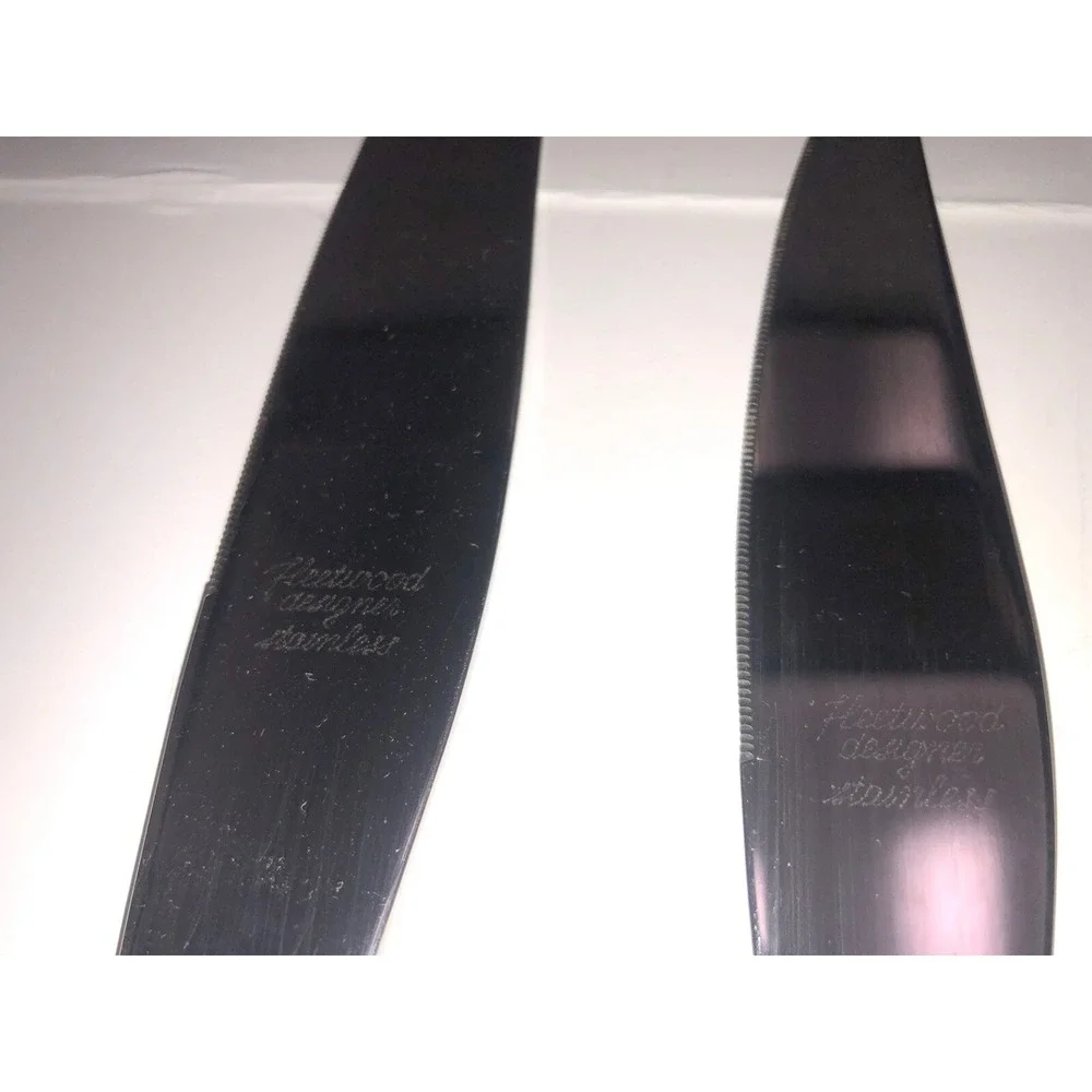 Vintage MCM Fleetwood Teak Handles 5 Pc Steak Knife & 2 Carving Knife Set‎